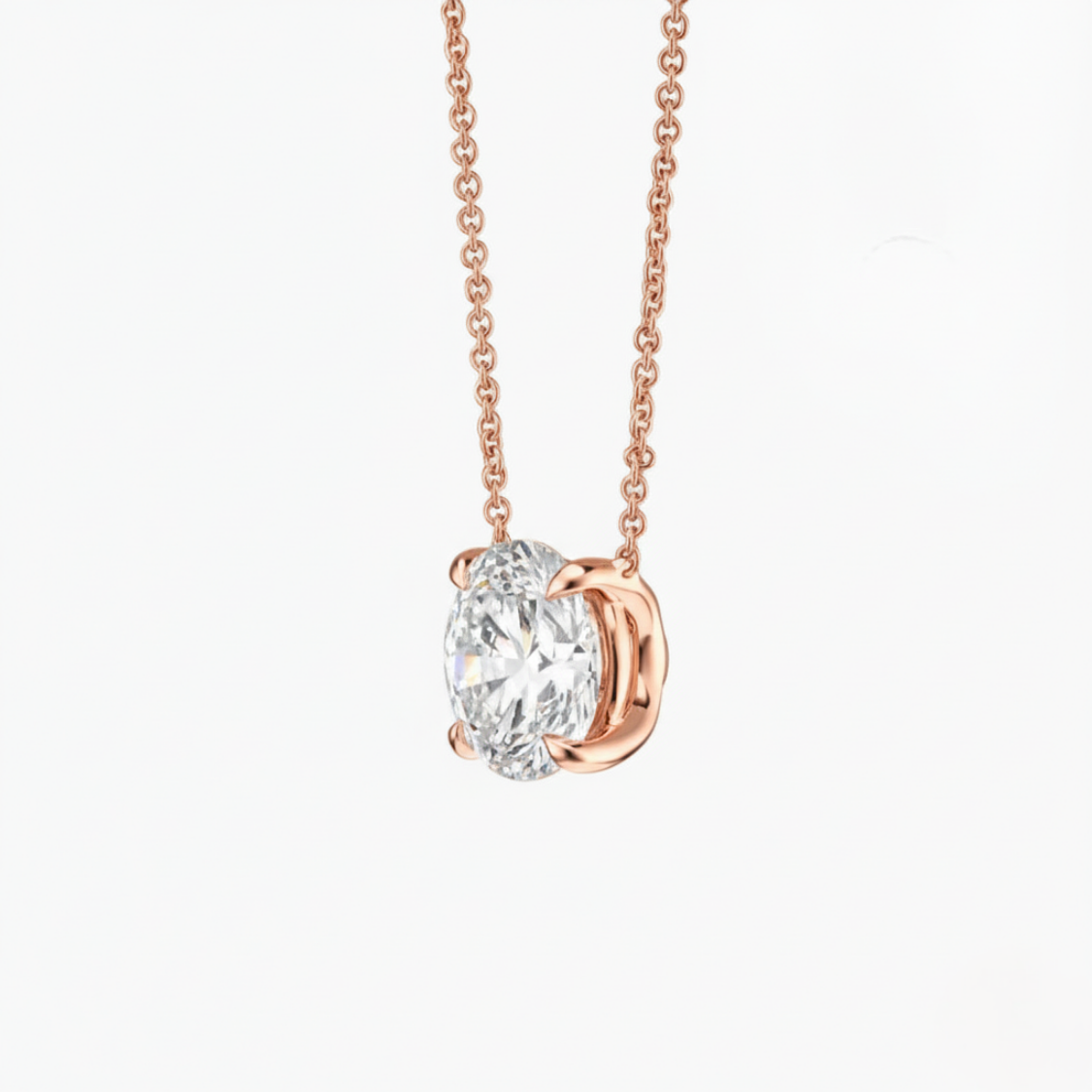 Round Floating Pendant Lab Diamond Necklace 18K Gold