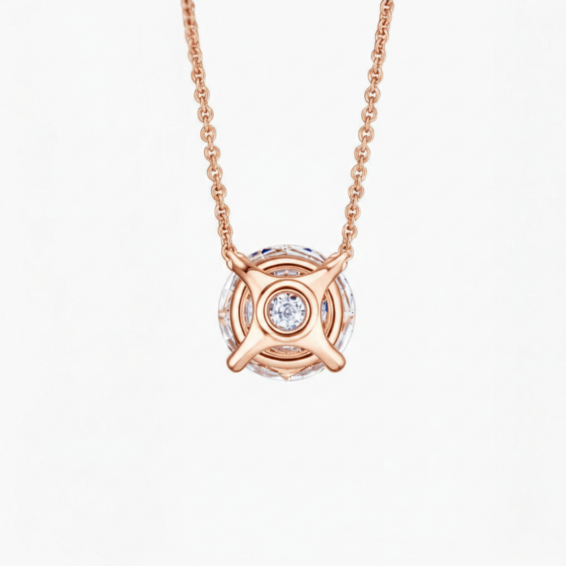 Round Floating Pendant Lab Diamond Necklace 18K Gold