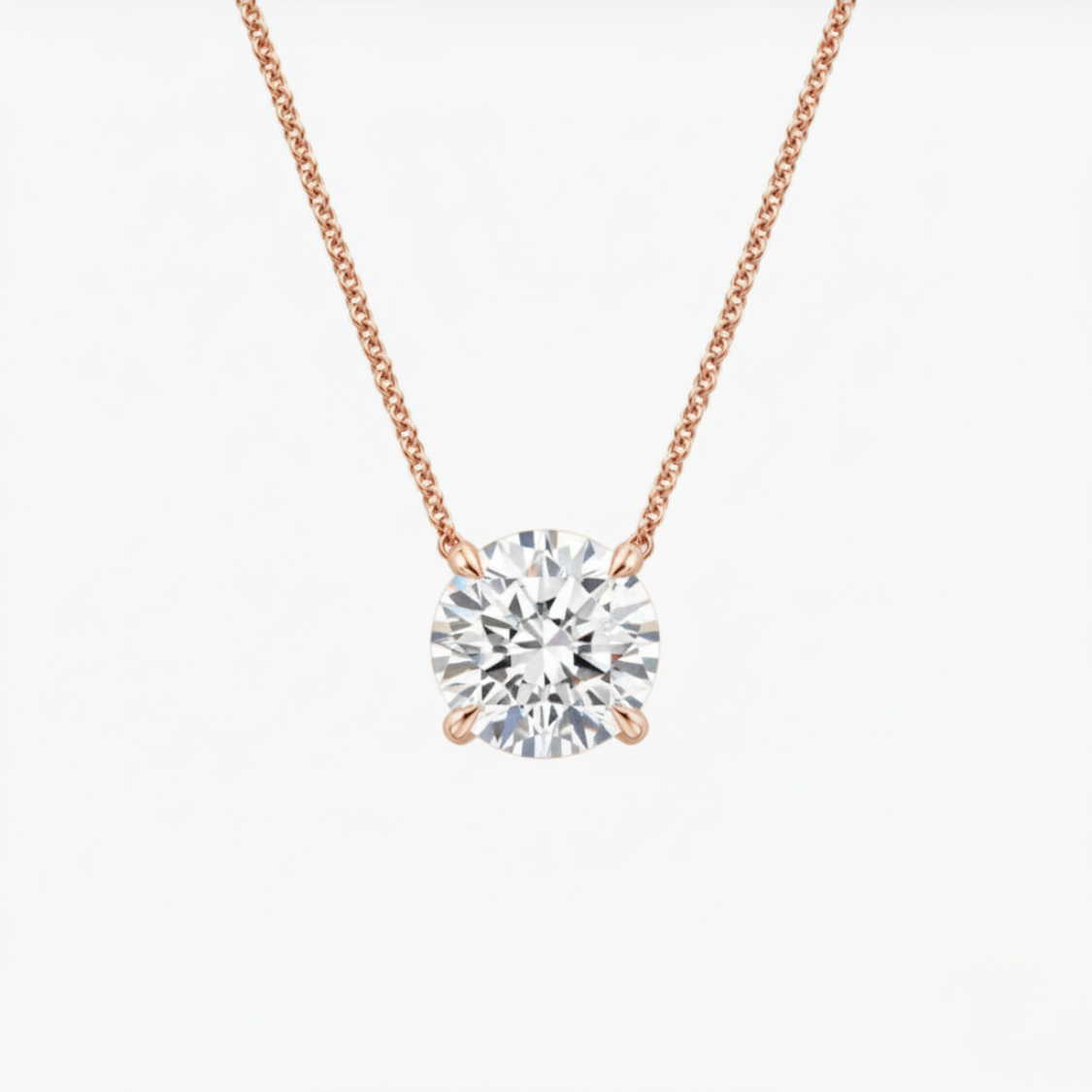 Round Floating Pendant Lab Diamond Necklace 18K Gold