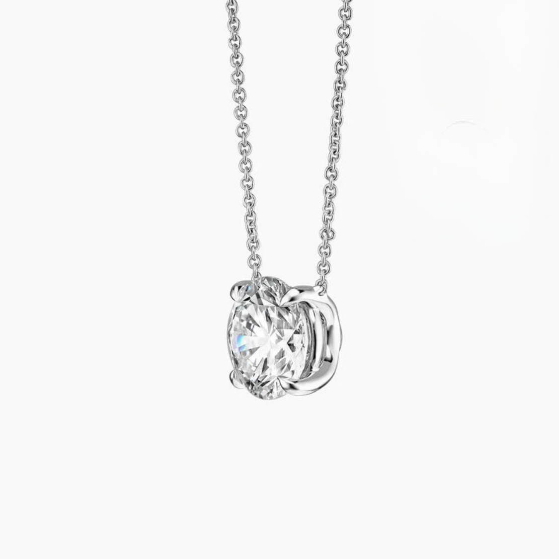 Round Floating Pendant Lab Diamond Necklace 18K Gold