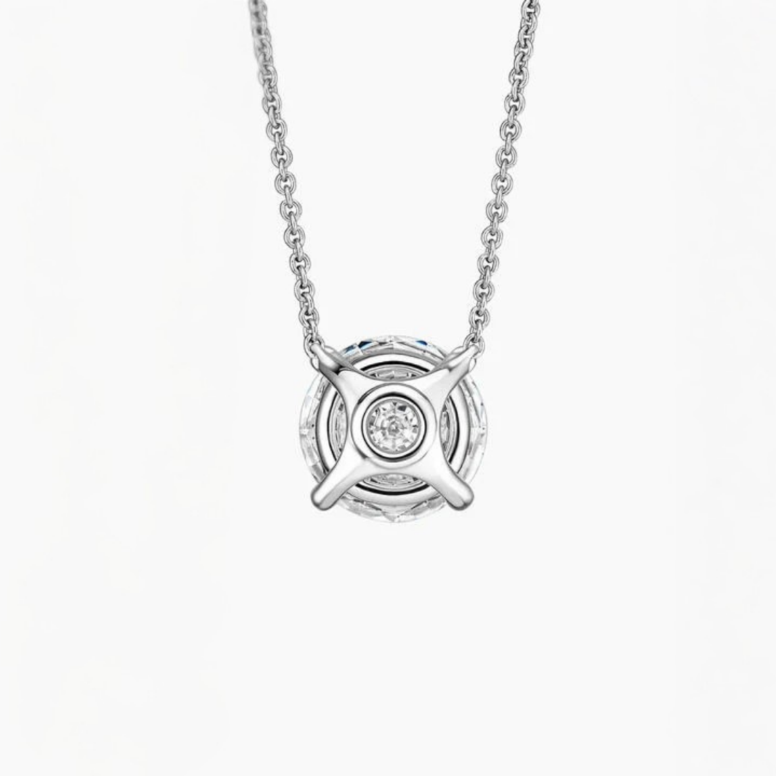 Round Floating Pendant Lab Diamond Necklace 18K Gold