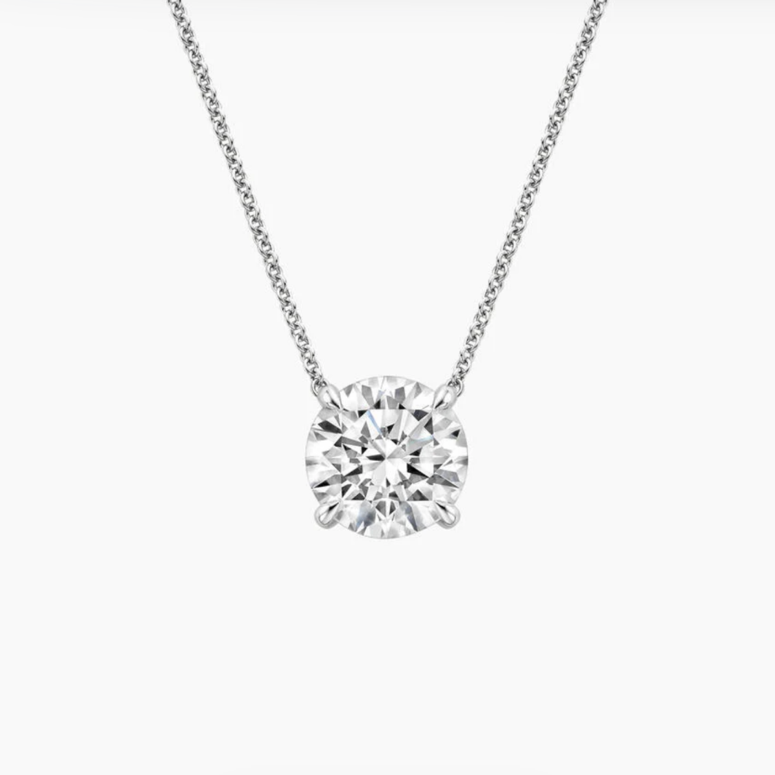 Round Floating Pendant Lab Diamond Necklace 18K Gold