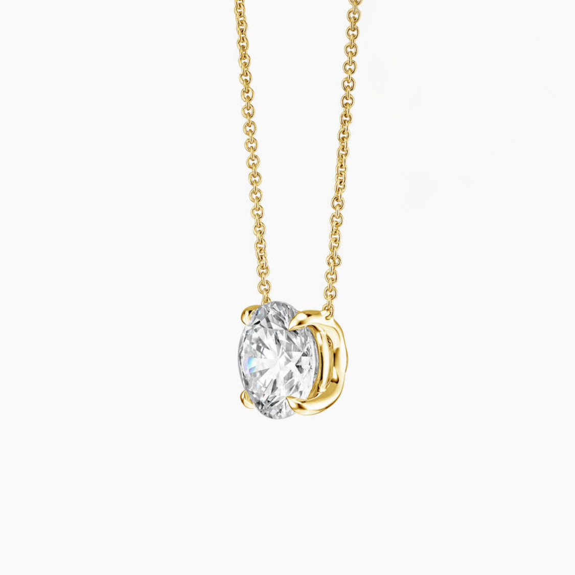 Round Floating Pendant Lab Diamond Necklace 18K Gold