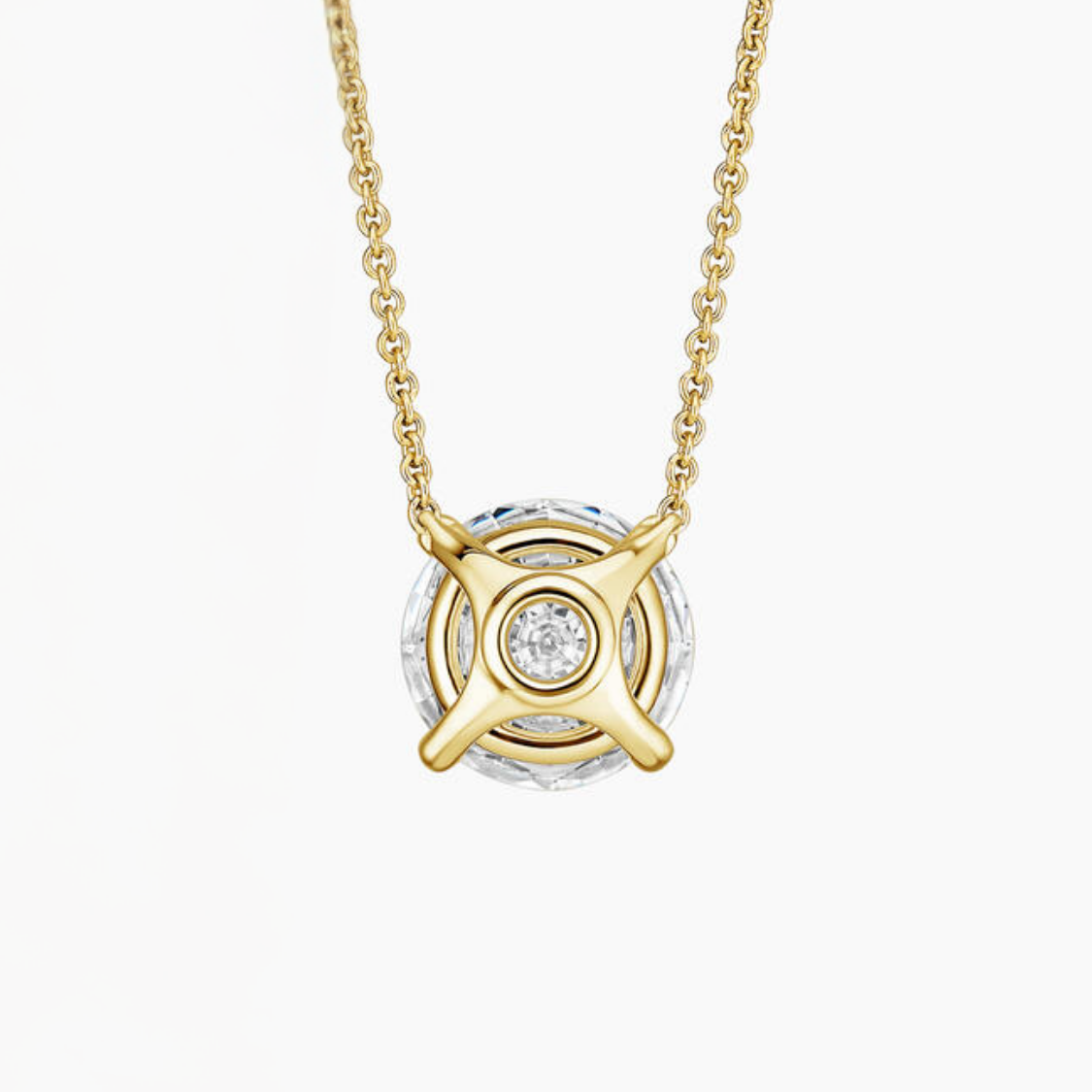 Round Floating Pendant Lab Diamond Necklace 18K Gold