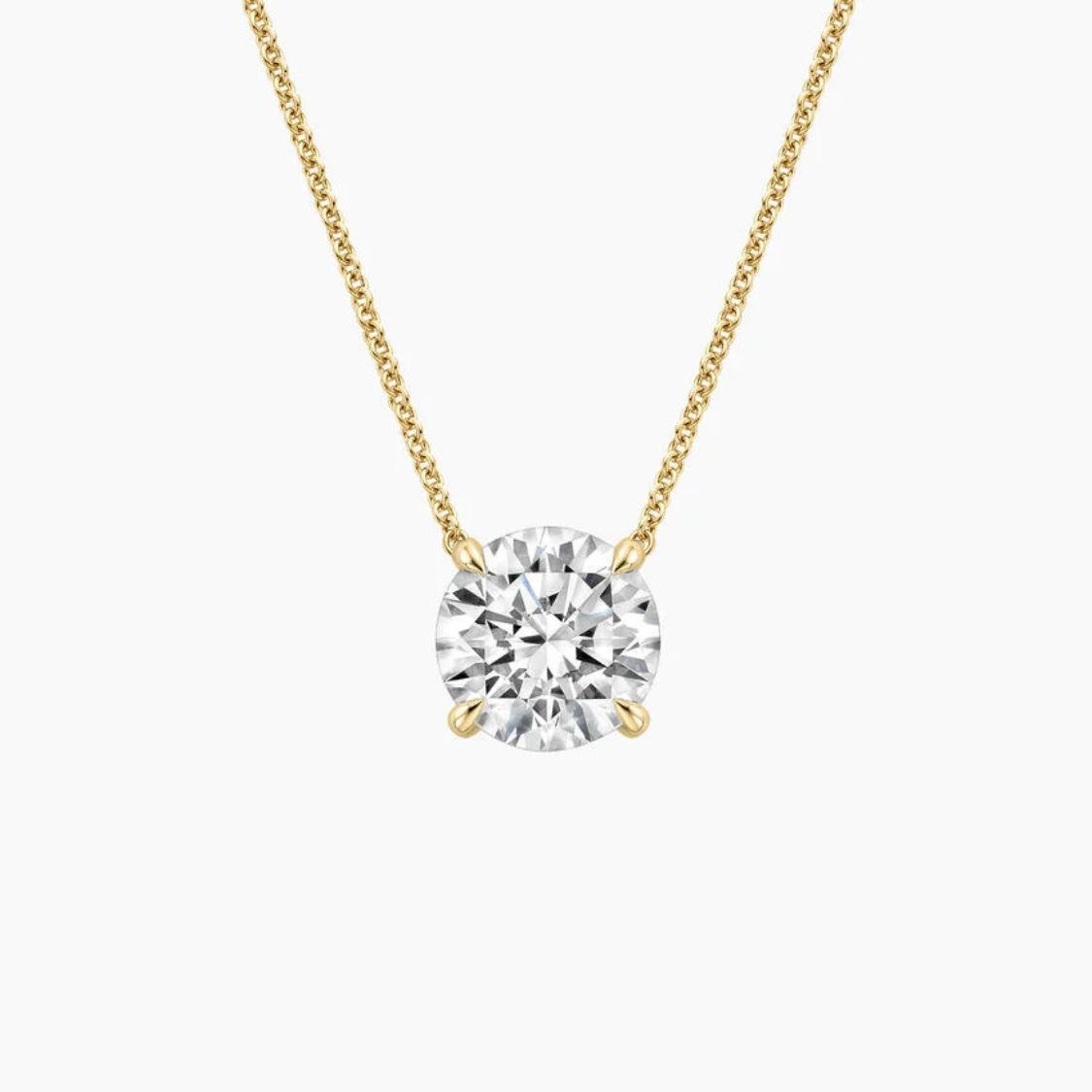 Round Floating Pendant Lab Diamond Necklace 18K Gold