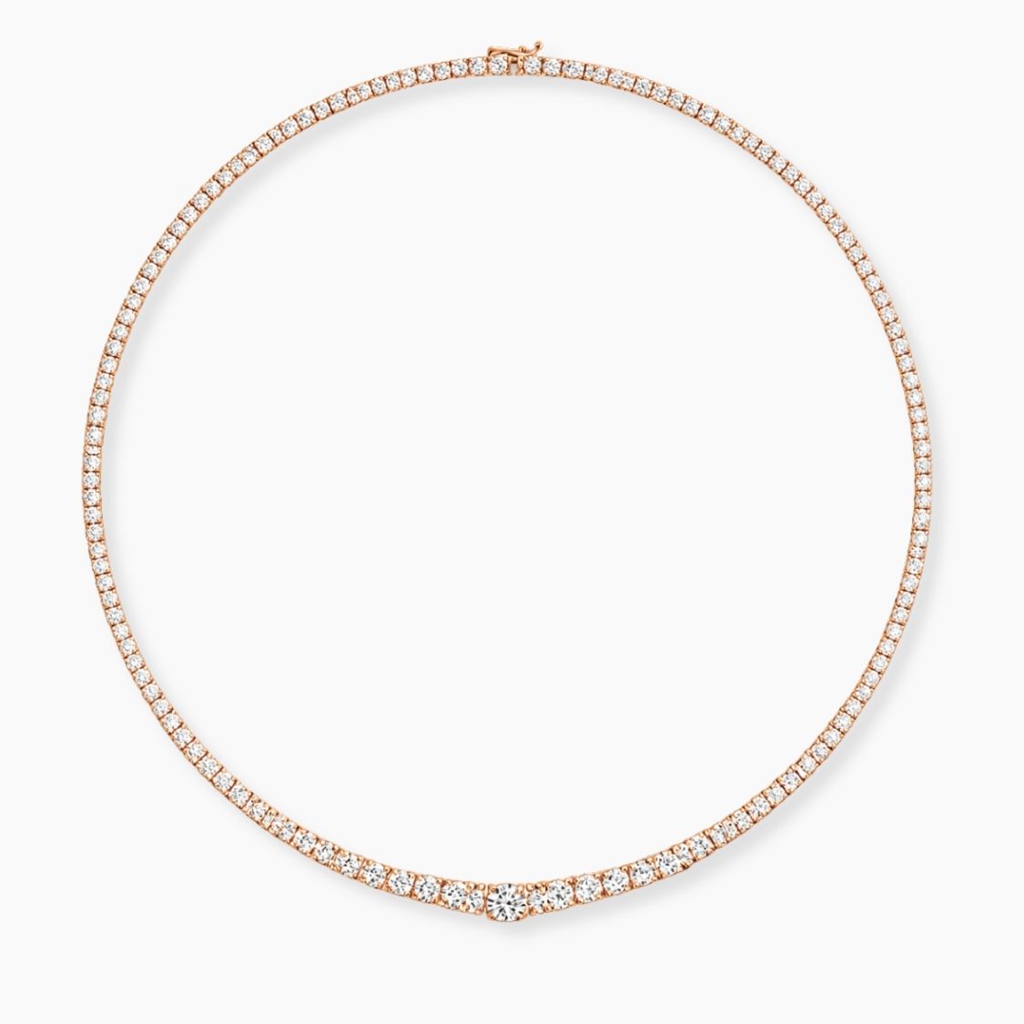 11 Carat Tennis Graduated Lab Grown Diamond Necklace 18K Gold | 4 Prongs | 16.5 in ∼ 42.5 cm