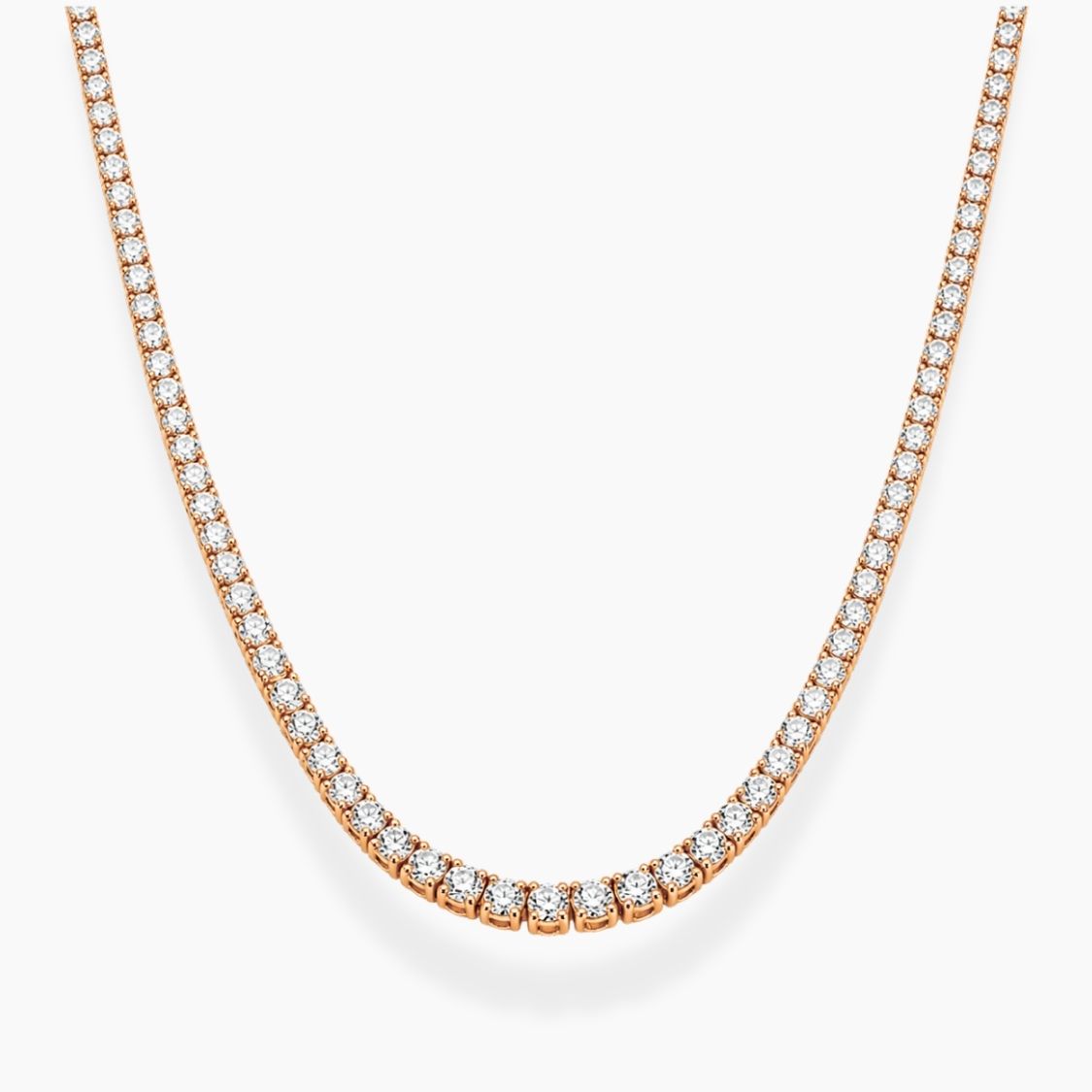 10 Carat Tennis Graduated Lab Grown Diamond Necklace 18K Gold | 4 Prongs | 16.5 in ∼ 42.5 cm