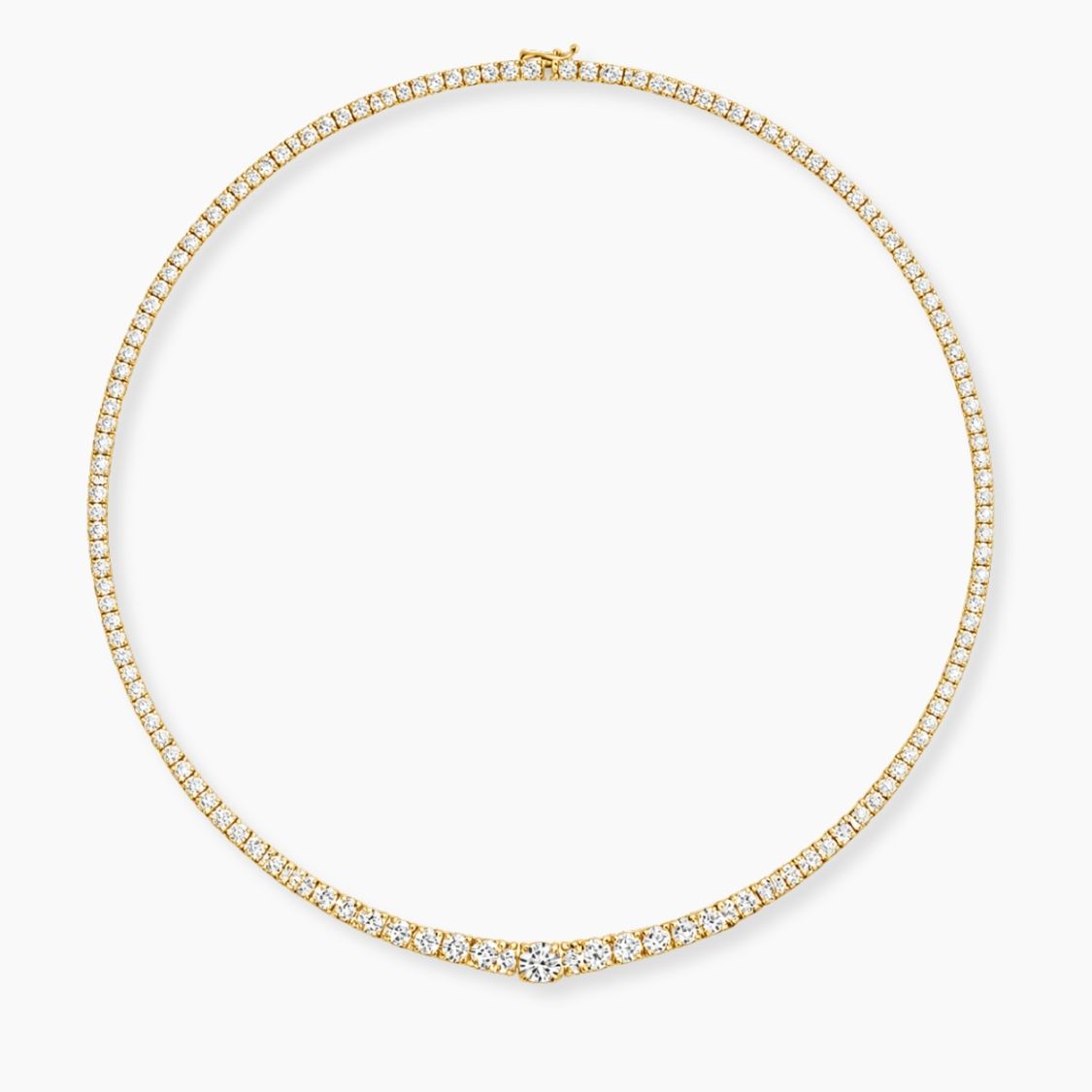Tennis Graduated Lab Grown Diamond Necklace 18K Gold | 4 Prongs | 16.5 in ∼ 42.5 cm | From 7 to 14 ct