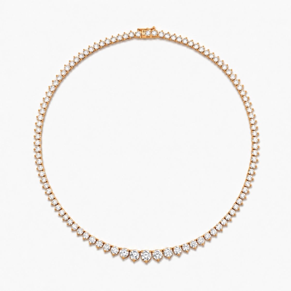 8 Carat Tennis Graduated Riviera Lab Grown Diamond Necklace 18K Gold | 3 Prongs | 16.5 in ∼ 42.5 cm