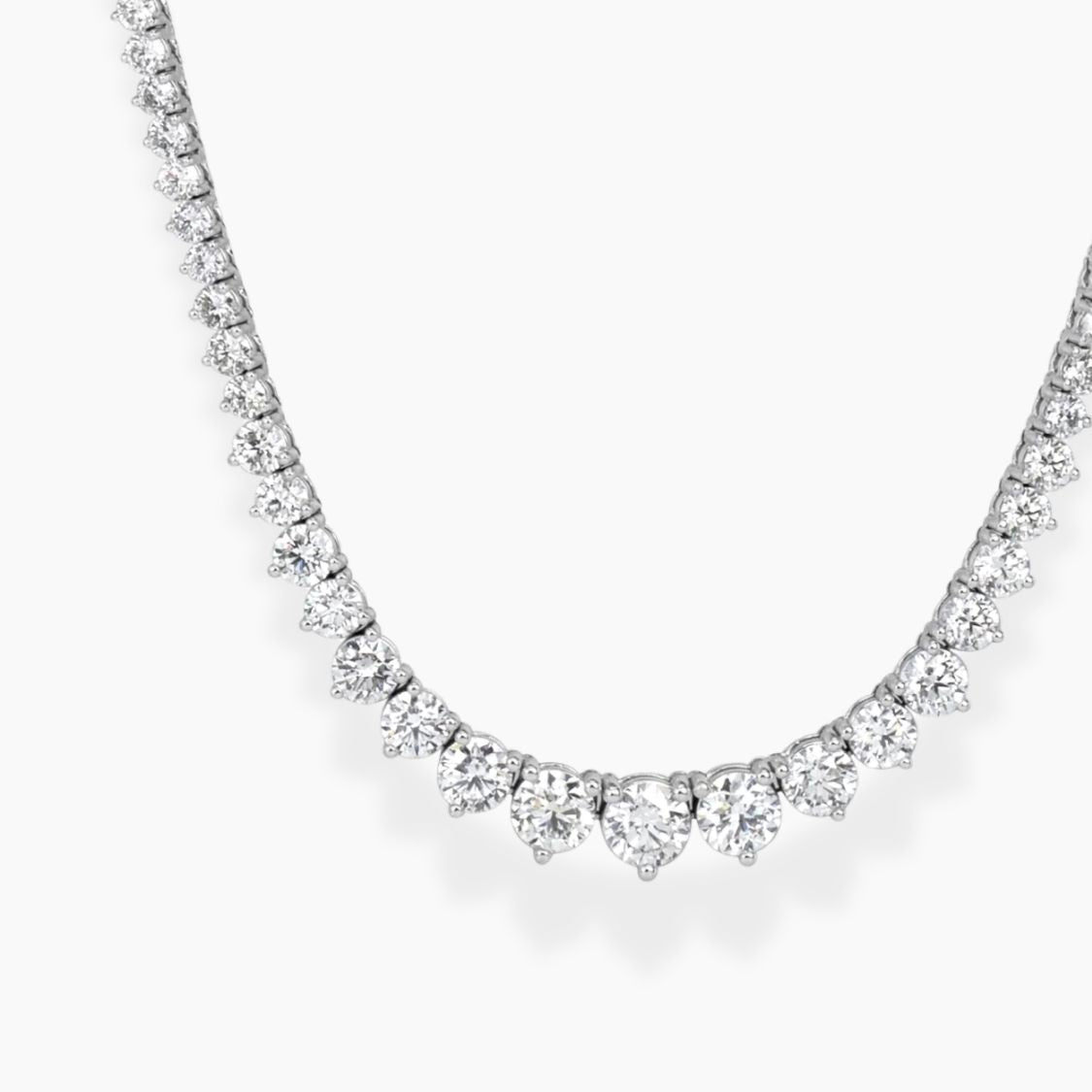 8 Carat Tennis Graduated Riviera Lab Grown Diamond Necklace 18K Gold | 3 Prongs | 16.5 in ∼ 42.5 cm