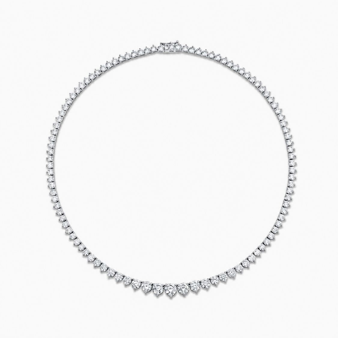 9 Carat Tennis Graduated Riviera Lab Grown Diamond Necklace 18K Gold | 3 Prongs | 16.5 in ∼ 42.5 cm