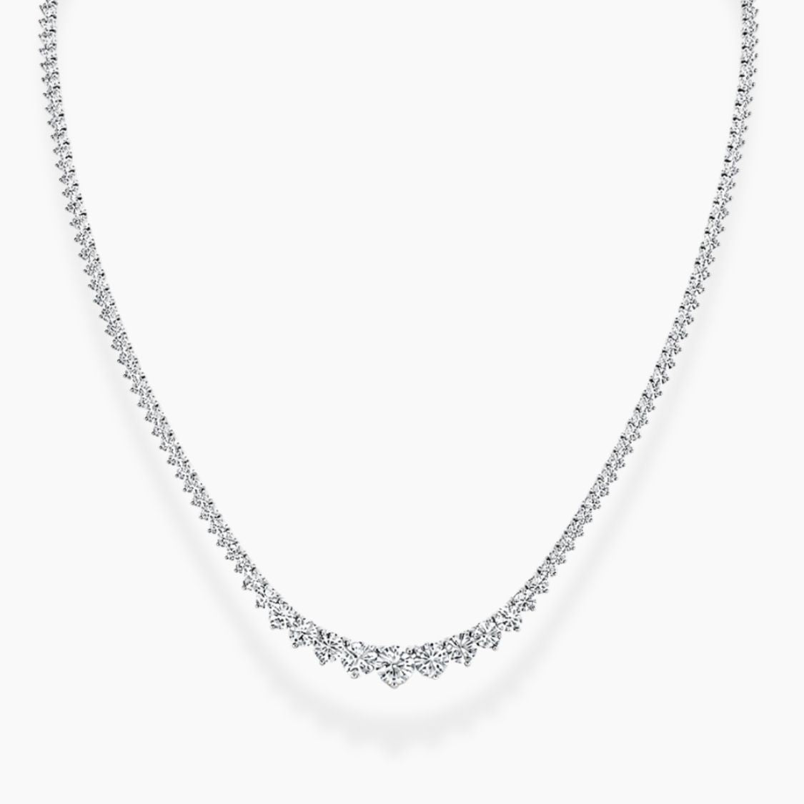 10 Carat Tennis Graduated Riviera Lab Grown Diamond Necklace 18K Gold | 3 Prongs | 16.5 in ∼ 42.5 cm