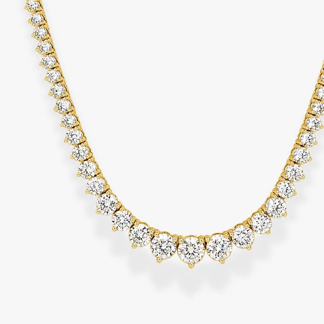 9 Carat Tennis Graduated Riviera Lab Grown Diamond Necklace 18K Gold | 3 Prongs | 16.5 in ∼ 42.5 cm