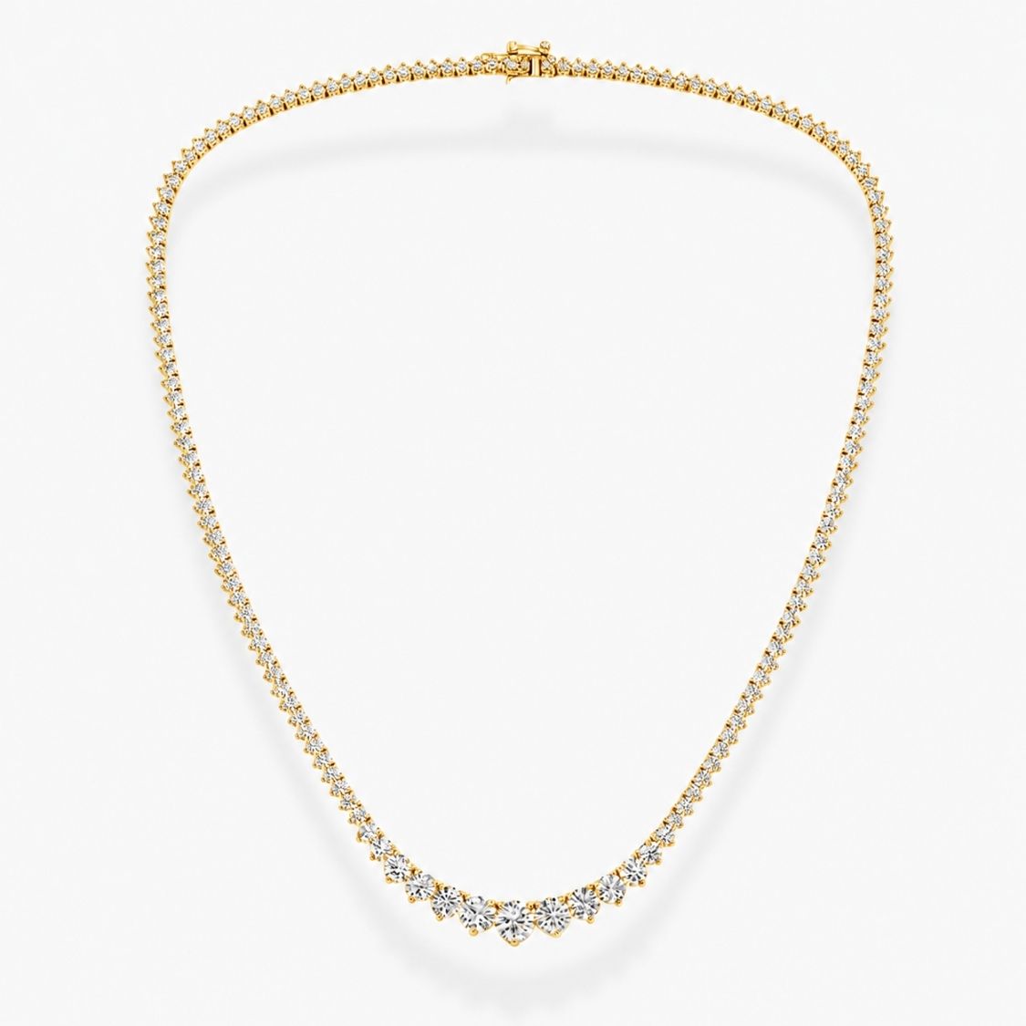 8 Carat Tennis Graduated Riviera Lab Grown Diamond Necklace 18K Gold | 3 Prongs | 16.5 in ∼ 42.5 cm