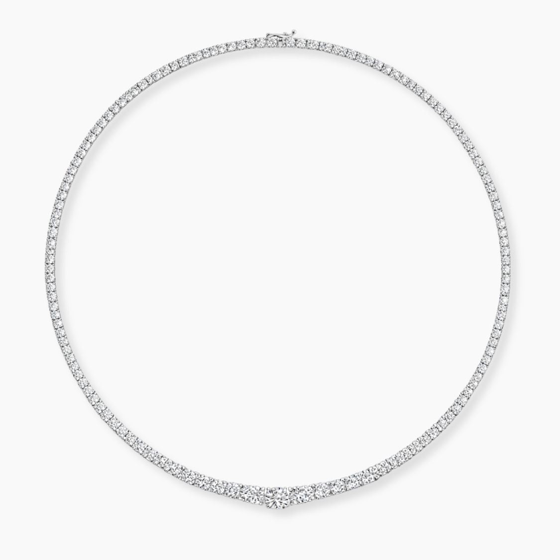 13 Carat Tennis Graduated Lab Grown Diamond Necklace 18K Gold | 4 Prongs | 16.5 in ∼ 42.5 cm