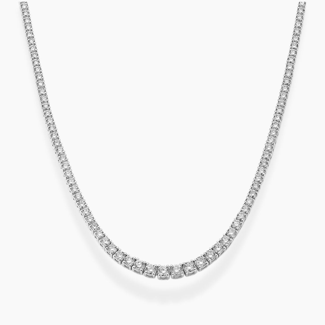 12 Carat Tennis Graduated Lab Grown Diamond Necklace 18K Gold | 4 Prongs | 16.5 in ∼ 42.5 cm