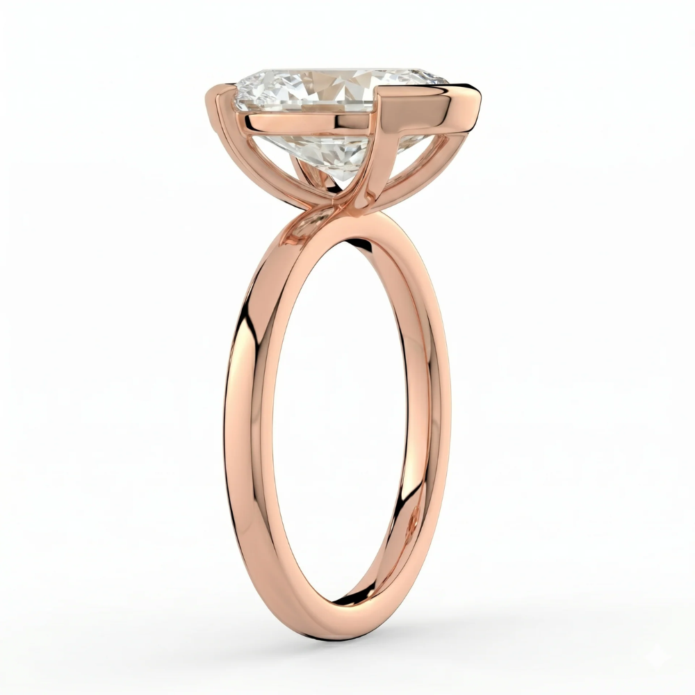 Half Bezel Lab Grown Diamond Engagement Ring in 18K Gold - Oval