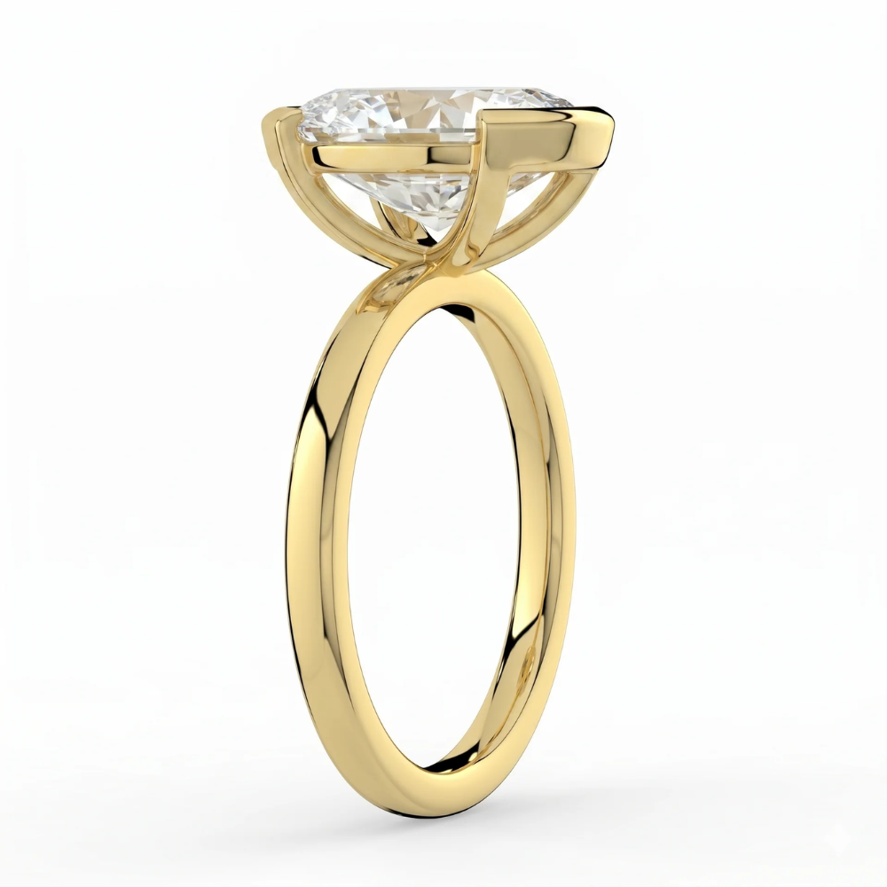 Half Bezel Lab Grown Diamond Engagement Ring in 18K Gold - Oval