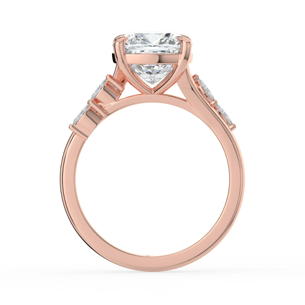 Lily Accents Lab Diamond Engagement Ring in 18K Gold - Cushion