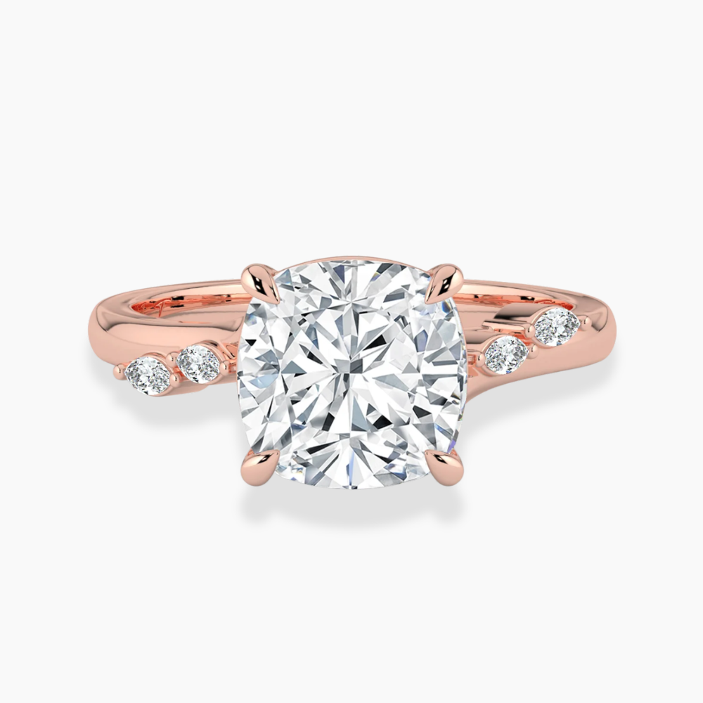 Lily Accents Lab Diamond Engagement Ring in 18K Gold - Cushion