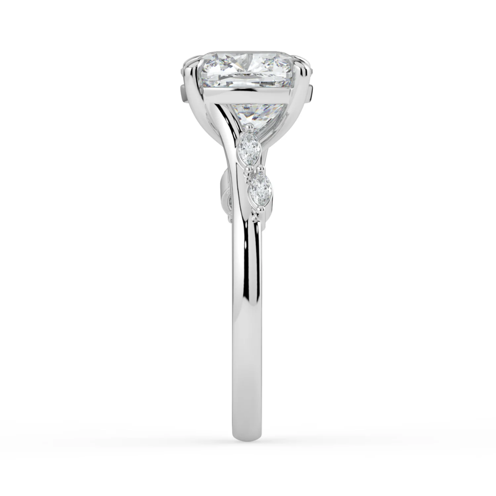 Lily Accents Lab Diamond Engagement Ring in 18K Gold - Cushion