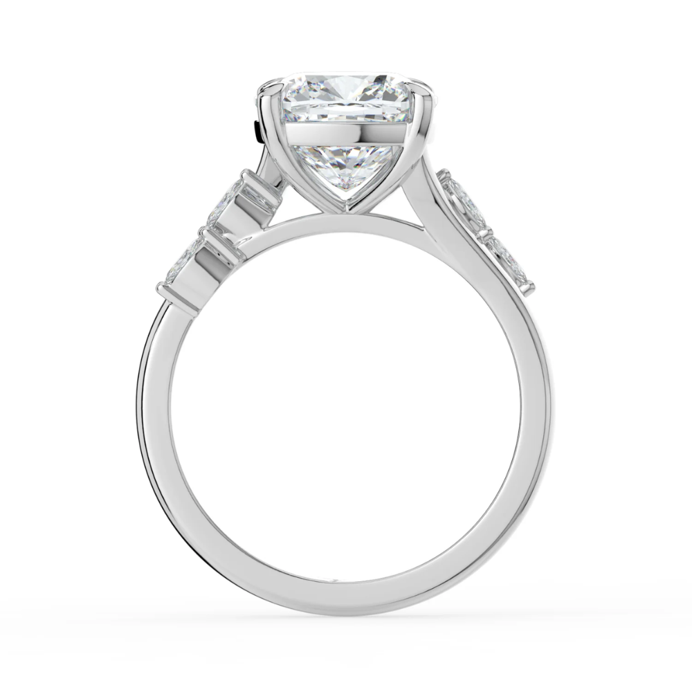 Lily Accents Lab Diamond Engagement Ring in 18K Gold - Cushion