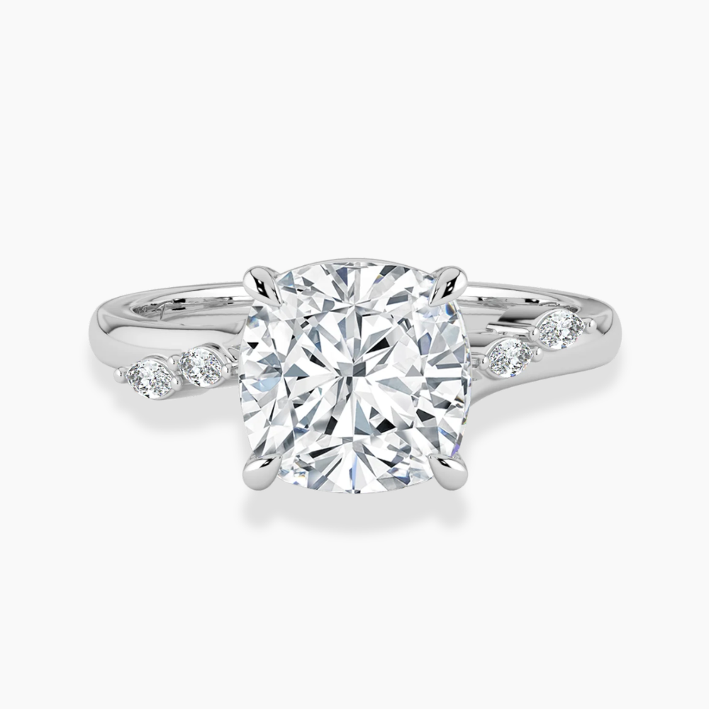 Lily Accents Lab Diamond Engagement Ring in 18K Gold - Cushion