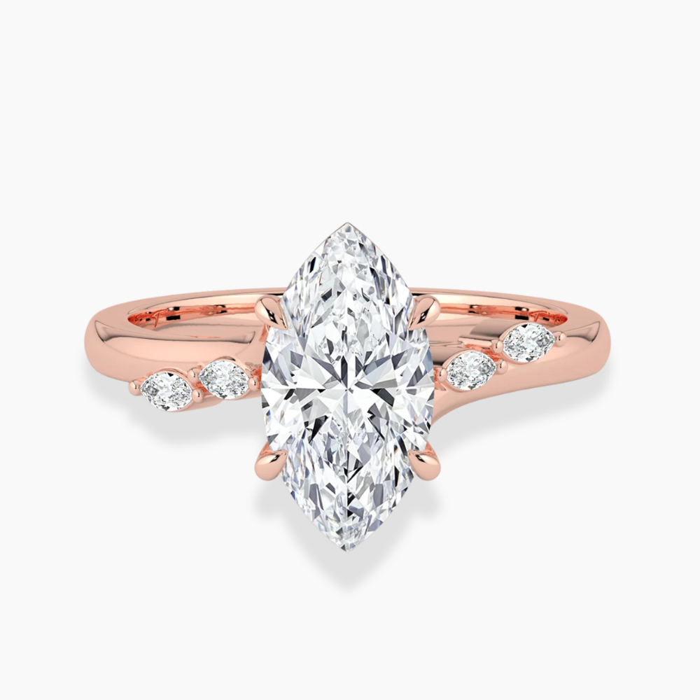 Lily Accents Lab Diamond Engagement Ring in 18K Gold - Marquise