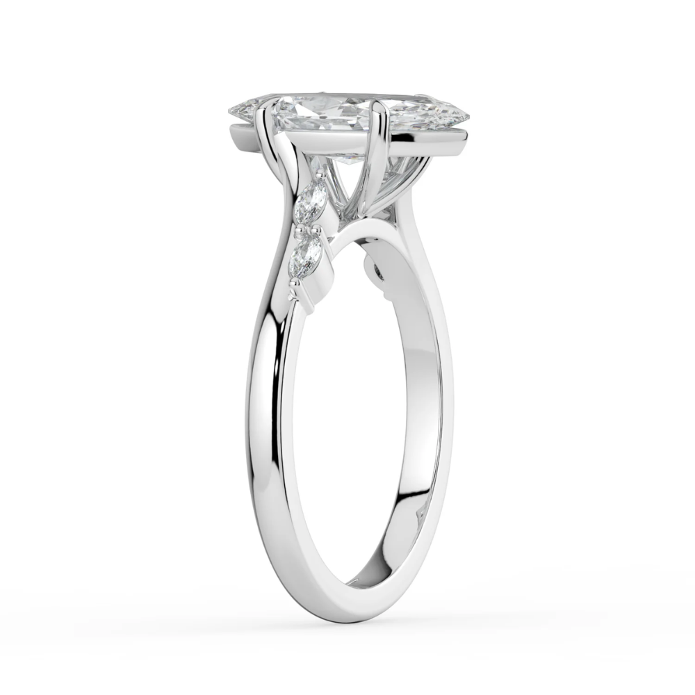 Lily Accents Lab Diamond Engagement Ring in 18K Gold - Marquise