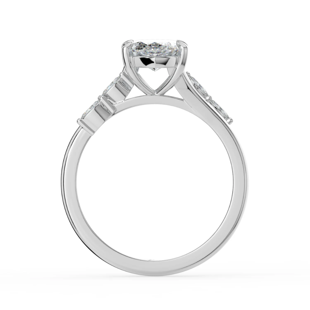 Lily Accents Lab Diamond Engagement Ring in 18K Gold - Marquise