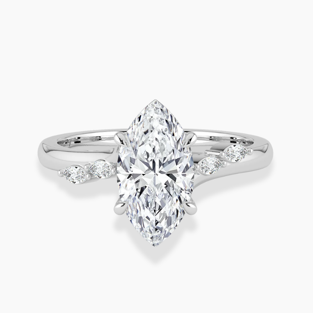 Lily Accents Lab Diamond Engagement Ring in 18K Gold - Marquise