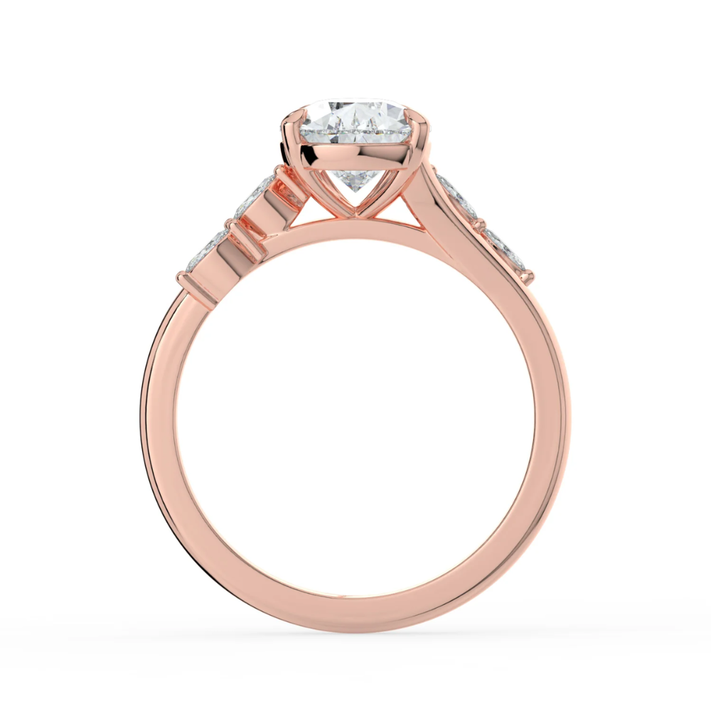 Lily Accents Lab Diamond Engagement Ring in 18K Gold - Pear