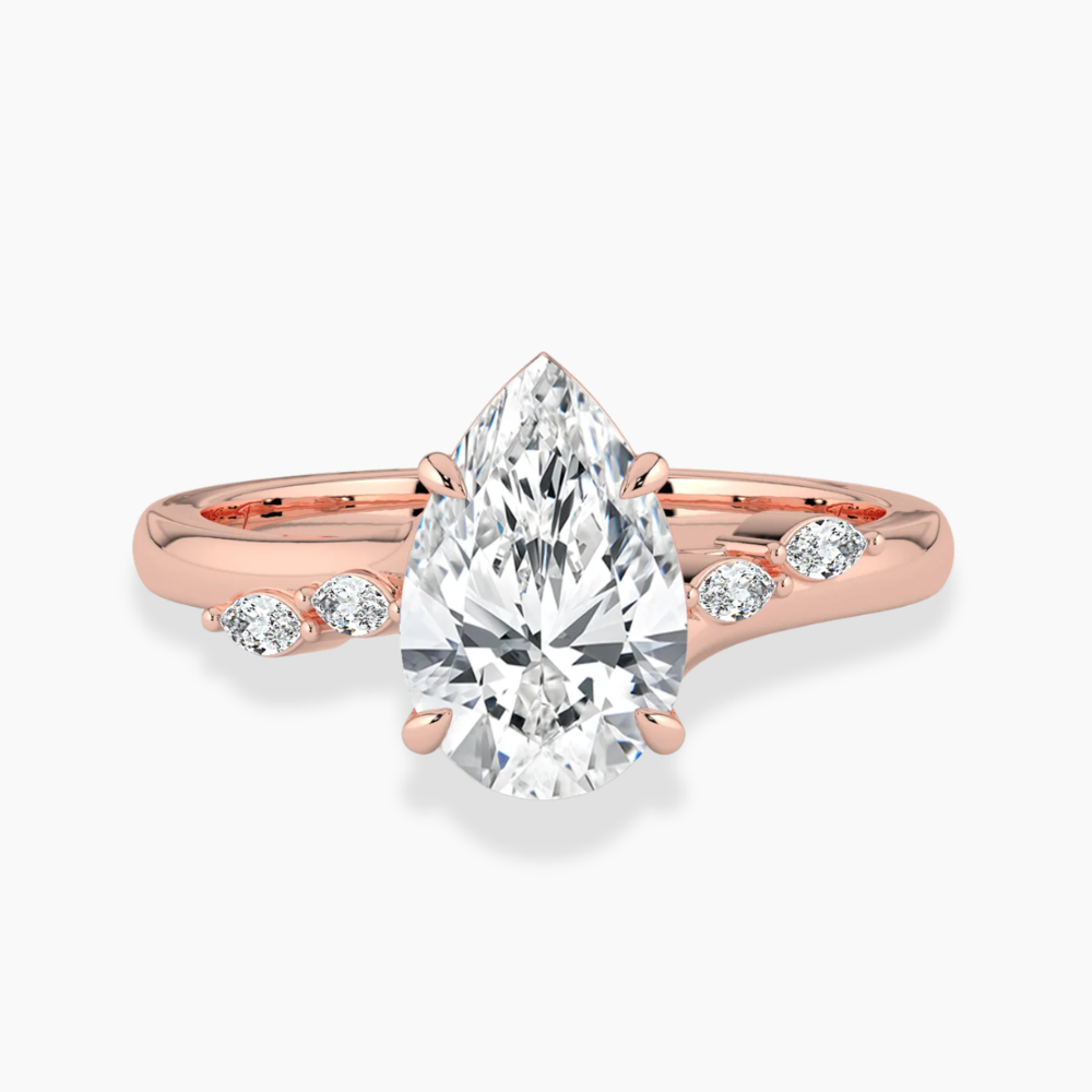 Lily Accents Lab Diamond Engagement Ring in 18K Gold - Pear