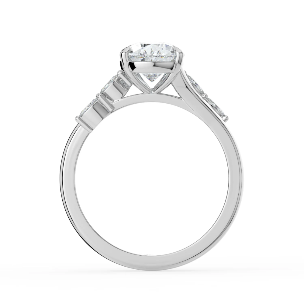 Lily Accents Lab Diamond Engagement Ring in 18K Gold - Pear