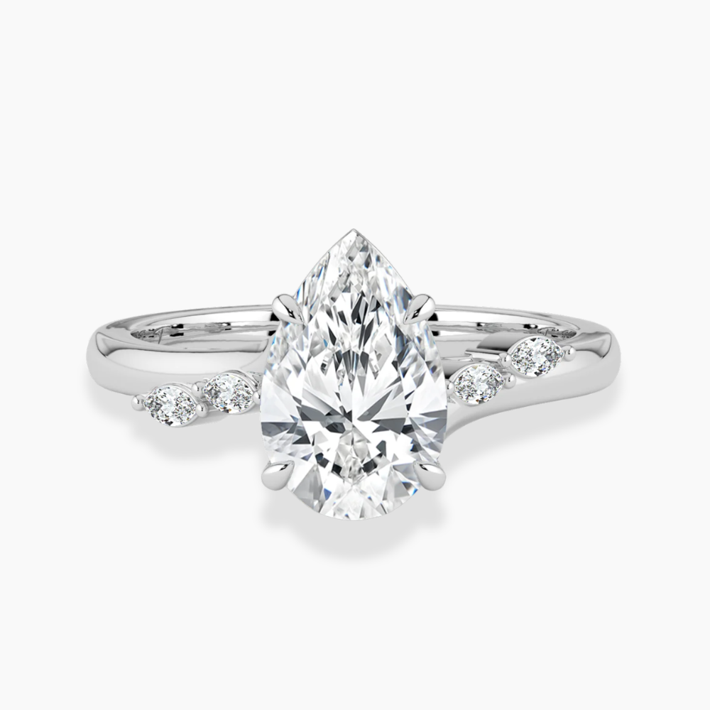 Lily Accents Lab Diamond Engagement Ring in 18K Gold - Pear