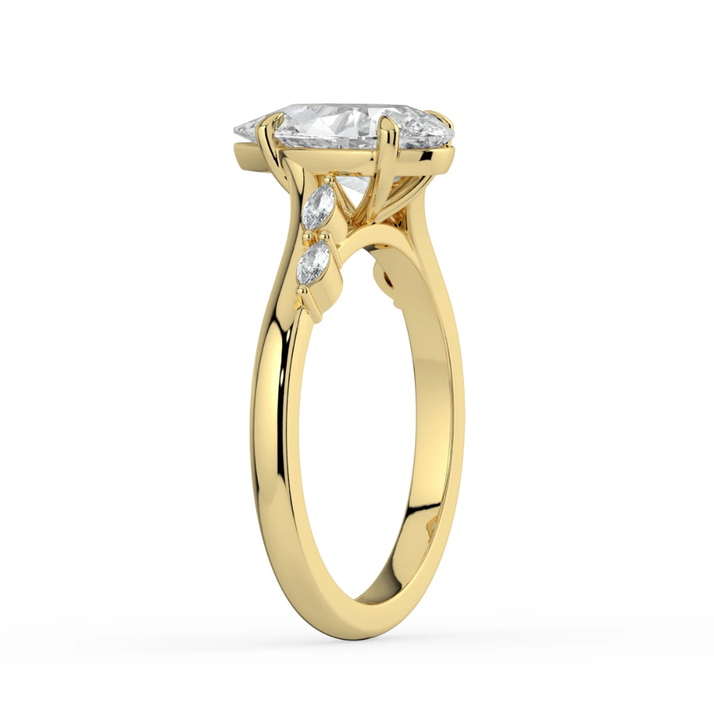 Lily Accents Lab Diamond Engagement Ring in 18K Gold - Pear
