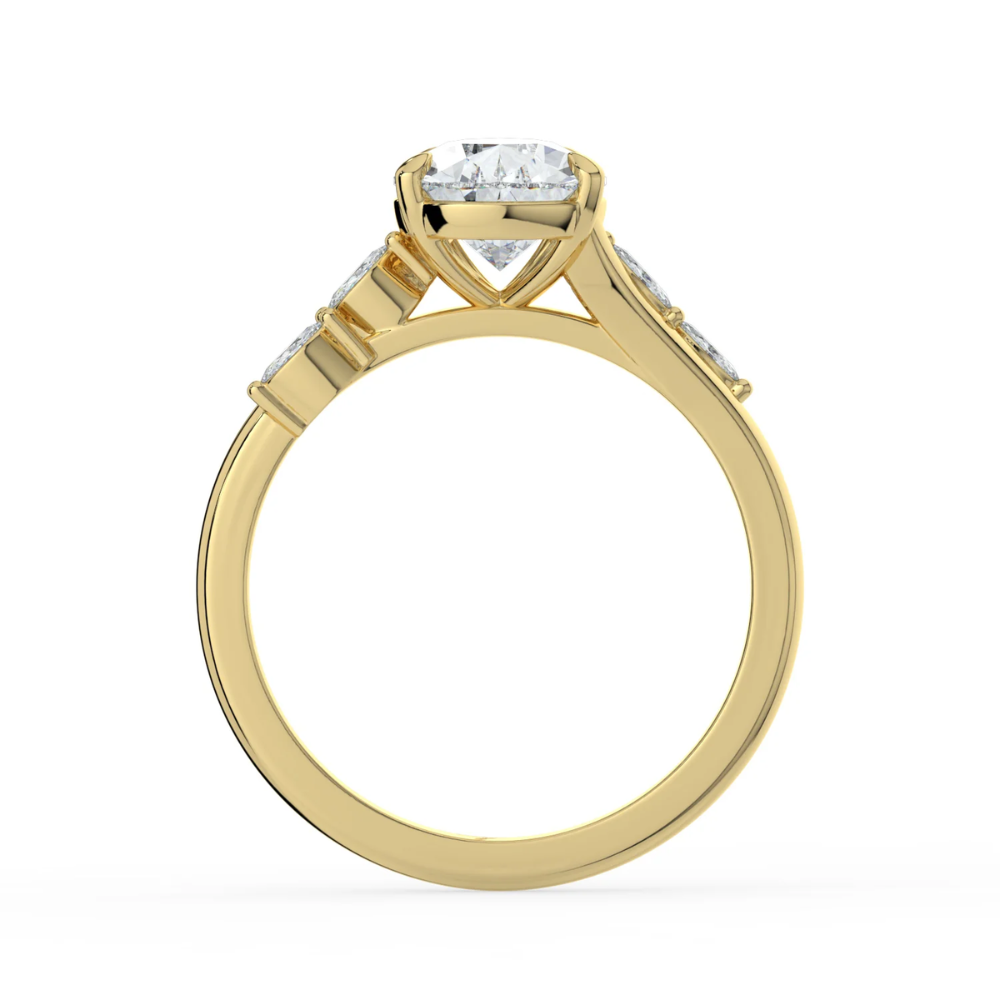 Lily Accents Lab Diamond Engagement Ring in 18K Gold - Pear