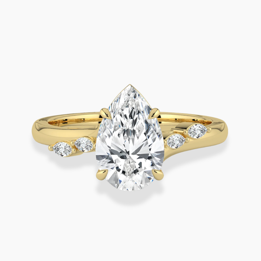 Lily Accents Lab Diamond Engagement Ring in 18K Gold - Pear