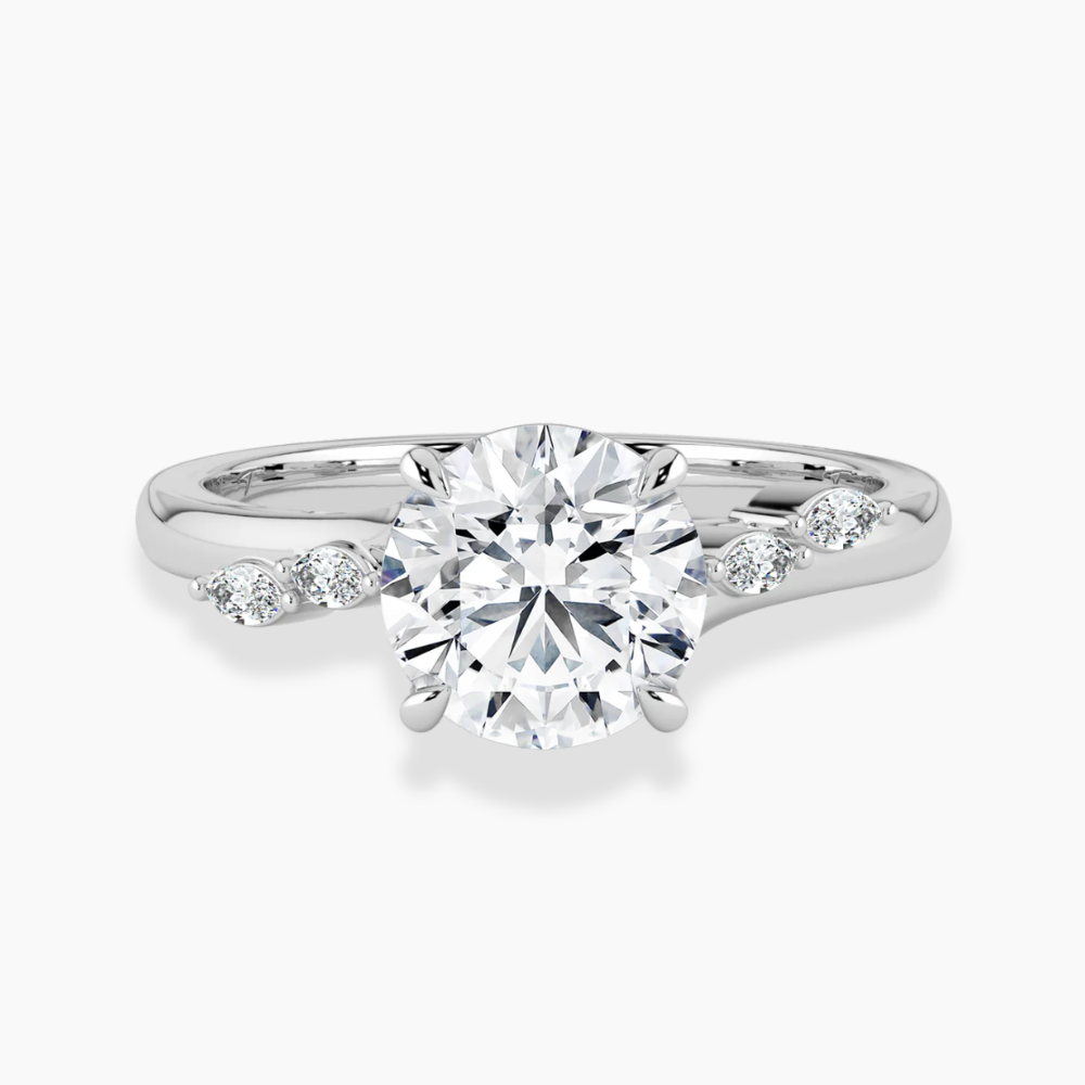 Lily Accents Lab Diamond Engagement Ring in 18K Gold - Round