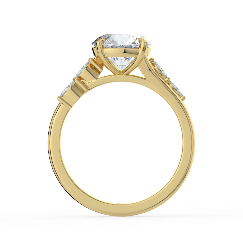 Lily Accents Lab Diamond Engagement Ring in 18K Gold - Round