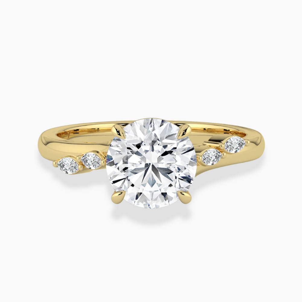 Lily Accents Lab Diamond Engagement Ring in 18K Gold - Round