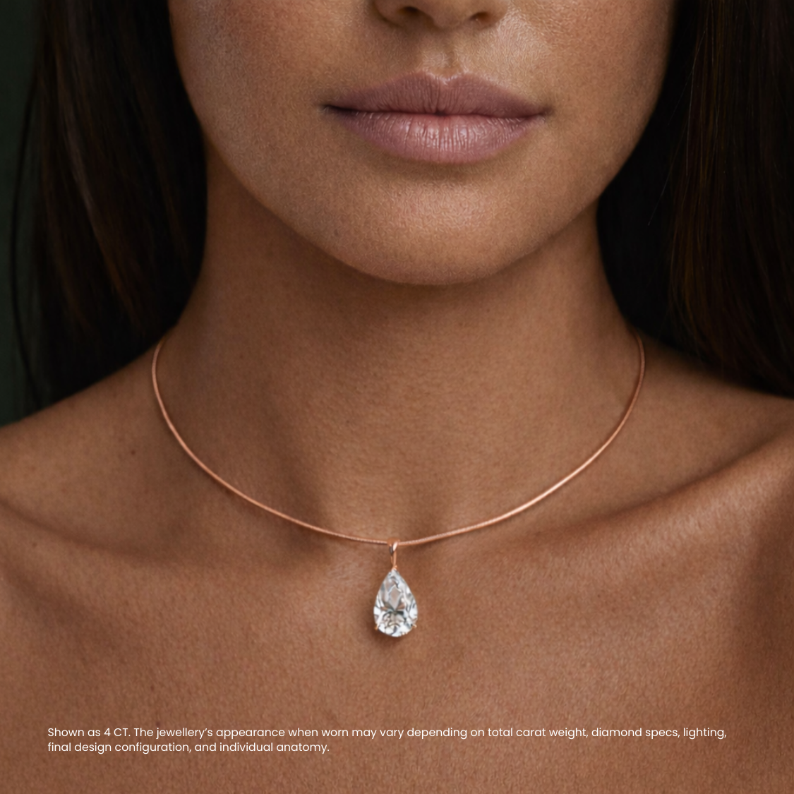 Pear Omega Pendant Lab Diamond Chocker Necklace (15 in.) 18K Gold
