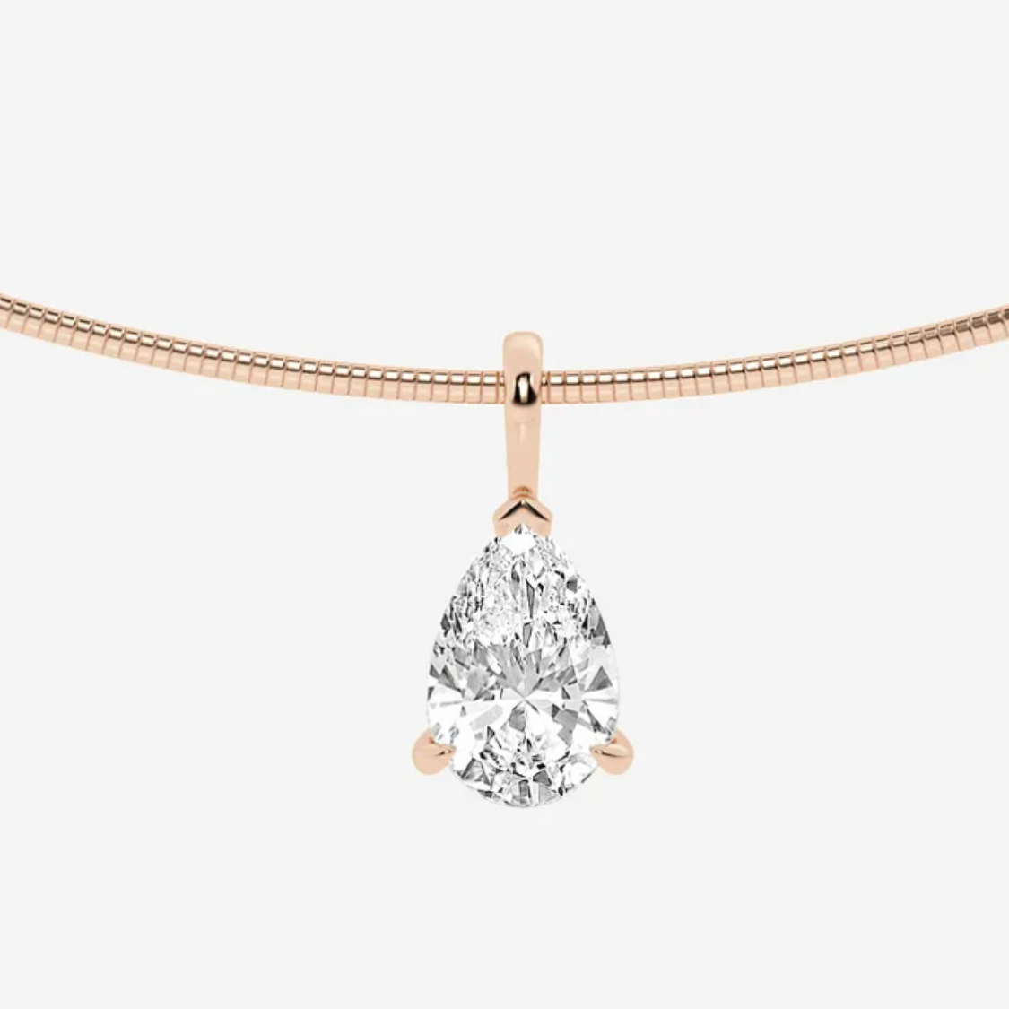 Pear Omega Pendant Lab Diamond Chocker Necklace (15 in.) 18K Gold