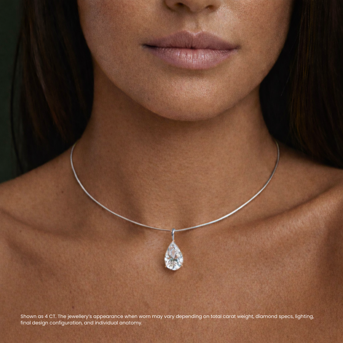 Pear Omega Pendant Lab Diamond Chocker Necklace (15 in.) 18K Gold