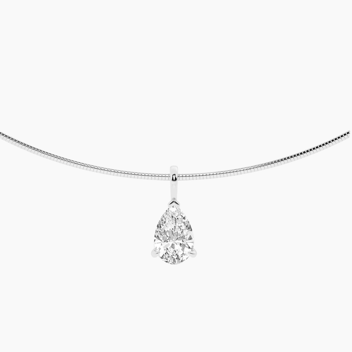 Pear Omega Pendant Lab Diamond Chocker Necklace (15 in.) 18K Gold