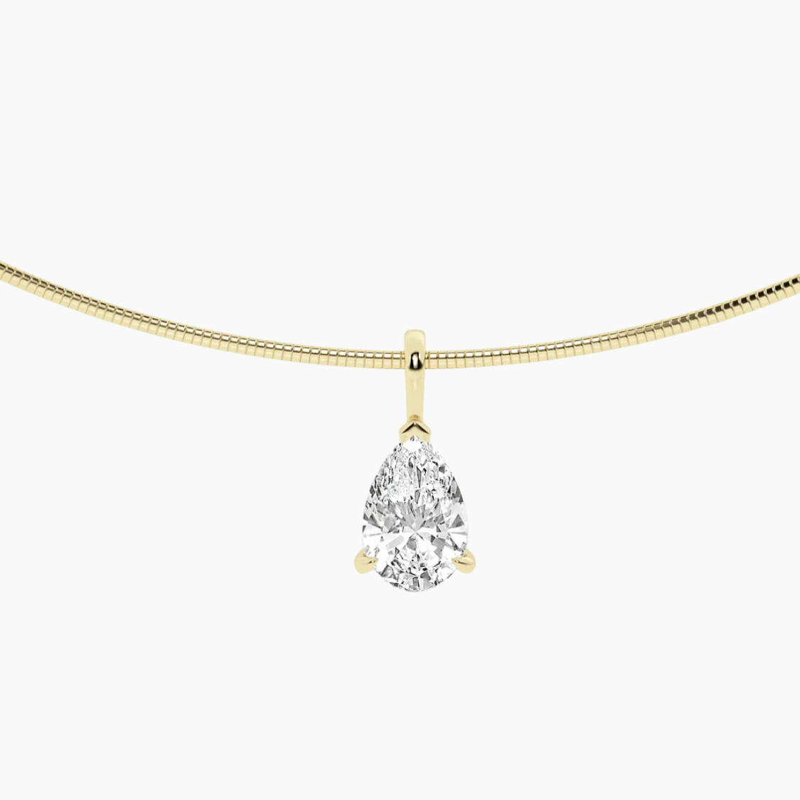 Pear Omega Pendant Lab Diamond Chocker Necklace (15 in.) 18K Gold