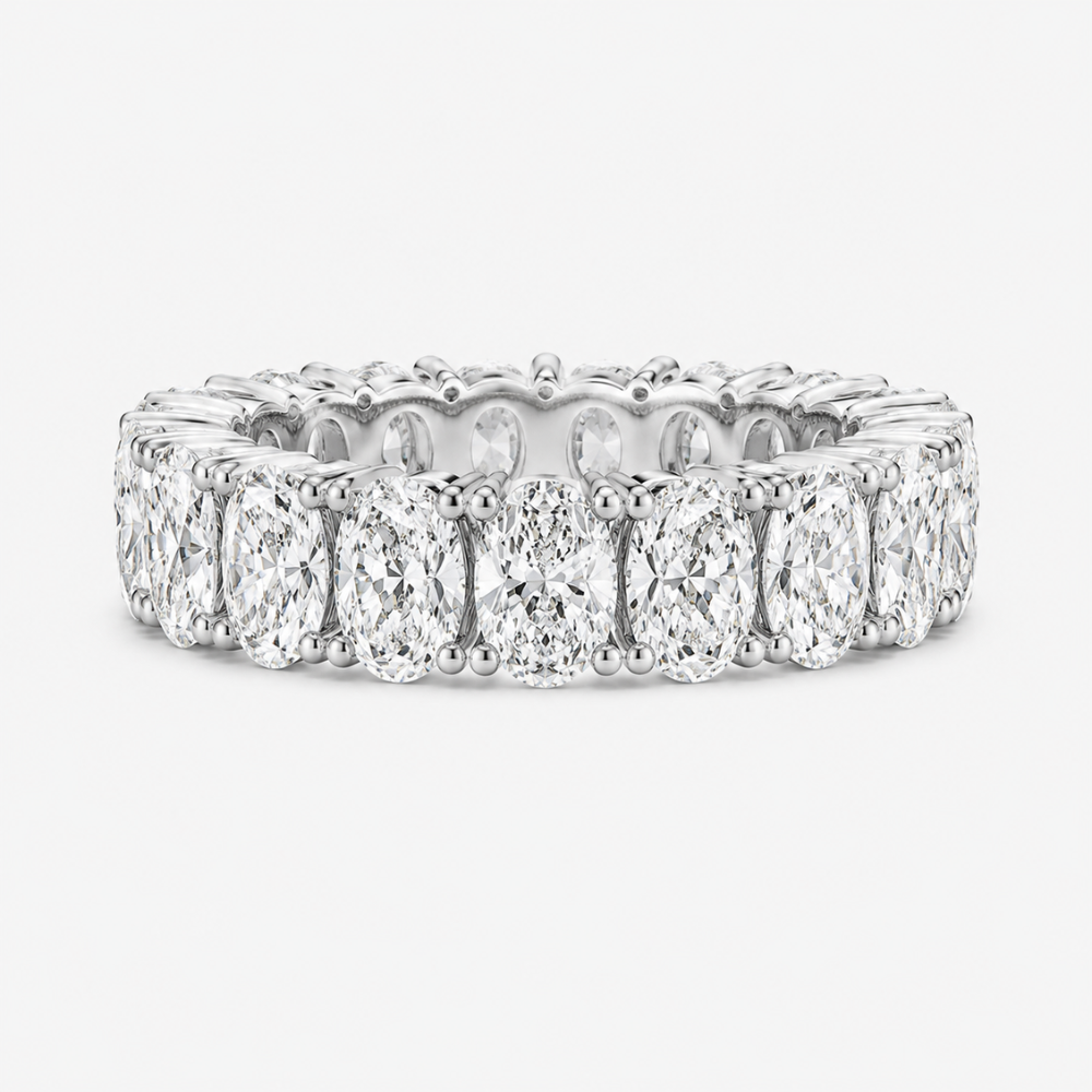2 ct (2 Carat) Oval Classic Eternity 4-Prong Lab Grown Diamond Band Ring in 18K Gold