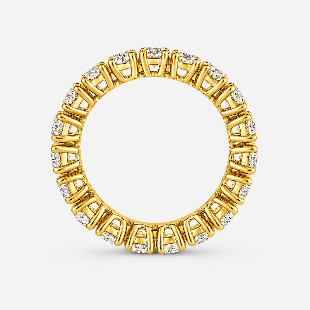 5 ct (5 Carat) Oval Classic Eternity 4-Prong Lab Grown Diamond Band Ring in 18K Gold