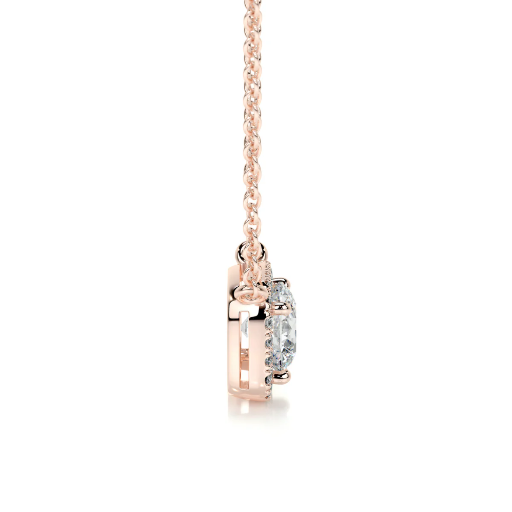 Round Cushion Halo Floating Pendant Lab Diamond Necklace (16 in.)  18K Gold