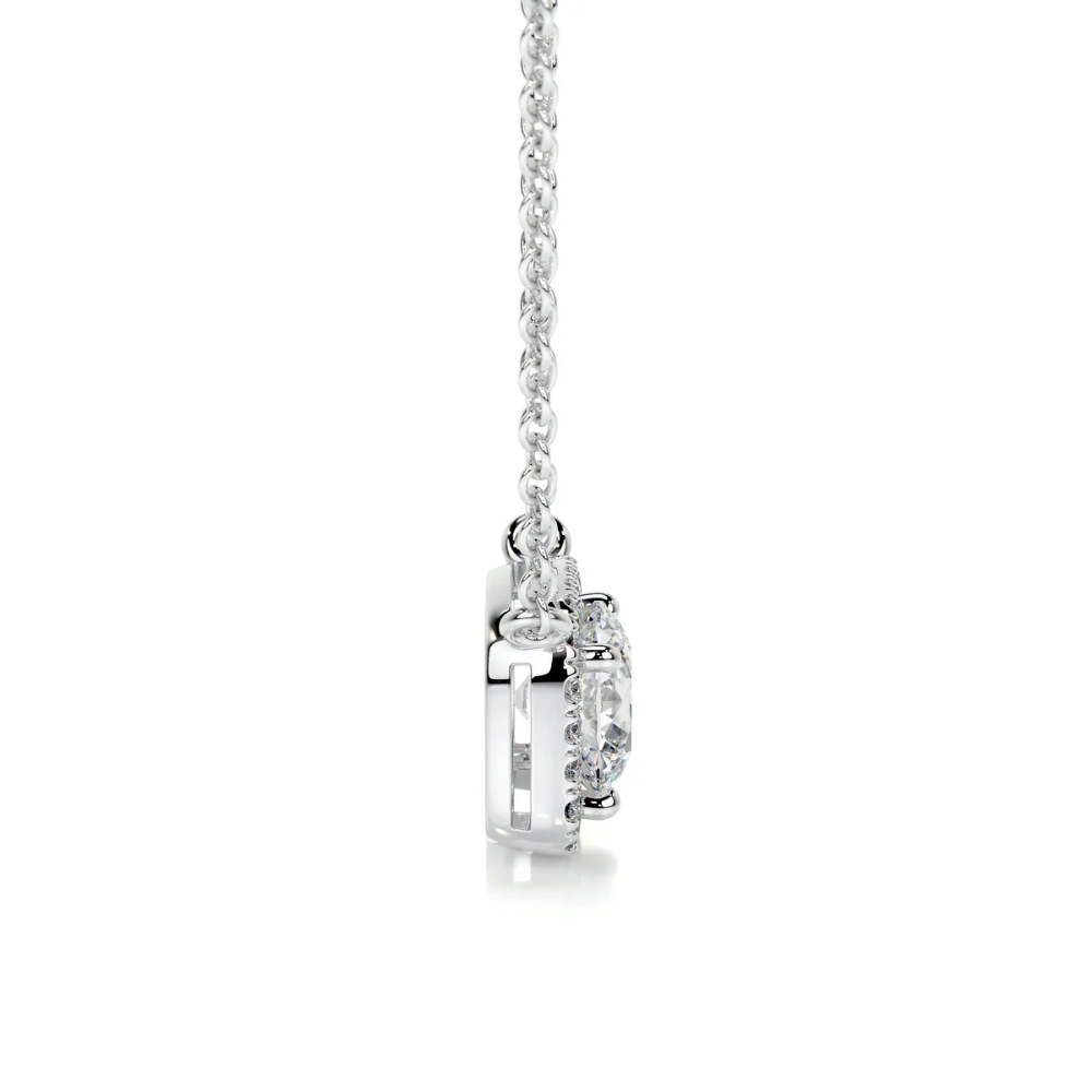 Round Cushion Halo Floating Pendant Lab Diamond Necklace (16 in.)  18K Gold